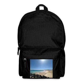 Strand in der Sonne: Blau und Sand - Rucksack - Schwarz - Vorne