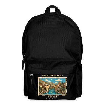 Bosnien und Herzegowina Mostar Vintage Reisemarke - Rucksack - Schwarz - Vorne