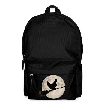 Chicken Witch's Broom Full Moon T-Shirt Halloween - Backpack - black - Front
