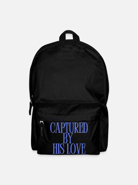 Captured By His Love Blue Christian Quote - Backpack - black