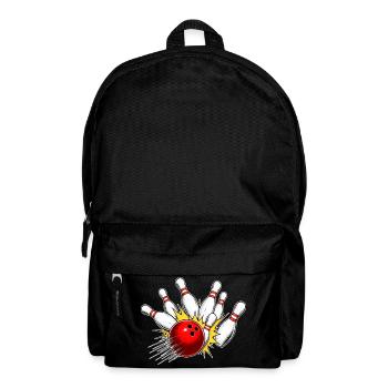 Bowling Strike – Kugel trifft alle Pins - Rucksack - Schwarz - Vorne