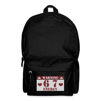 Warning 6 7 Energy Fun 67 Number 6-7 6 7 Six S - Backpack - black - Front