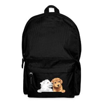 Weißer Schweizer Schäferhund und Golden Retriever - Rucksack - Schwarz - Vorne