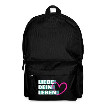 Liebe Dein Leben Herzmotiv - Rucksack - Schwarz - Vorne