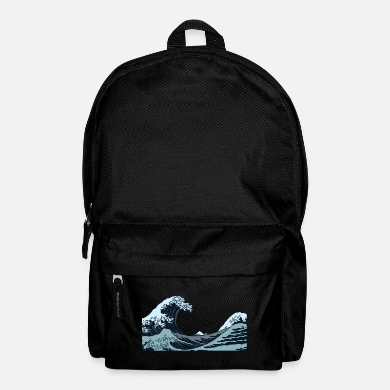 Kanagawa Waves Aesthetic Japanese Art Great Wave - Backpack - black