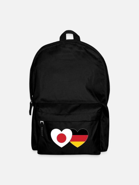 Japan Germany Flag Heart - Backpack - black