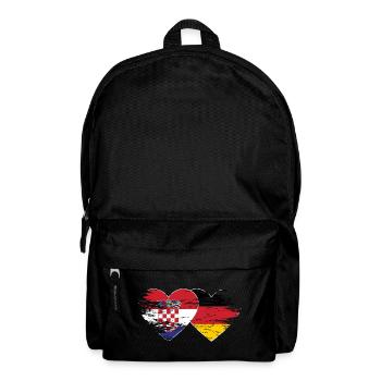 Croatia Germany flag used heart - Backpack - black - Front