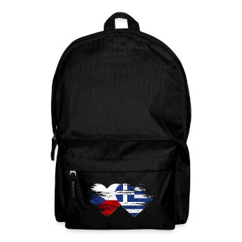 Czech Republic Greece Flag used heart - Backpack - black - Front