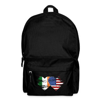 Irlande États-Unis drapeau coeur utilisé - Sac à dos - noir - Devant
