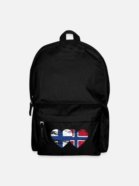 Finnland Norwegen Flagge Herz used used - Rucksack - Schwarz