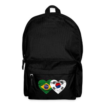 Brazil South Korea flag heart used - Backpack - black - Front