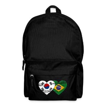 South Korea Brazil Flag Heart Used - Backpack - black - Front