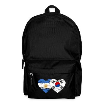 Argentina South Korea Flag Heart Used - Backpack - black - Front