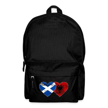 Scotland Albania flag heart used - Backpack - black - Front