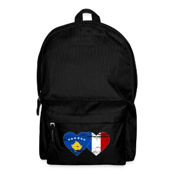 Kosovo France drapeau coeur utilisé - Sac à dos - noir - Devant