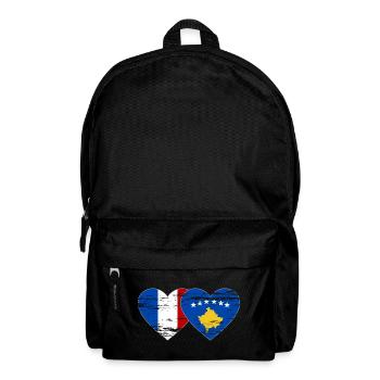 France Kosovo Drapeau Coeur Utilisé - Sac à dos - noir - Devant