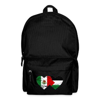 Mexico Palestine Flag Heart Used - Backpack - black - Front