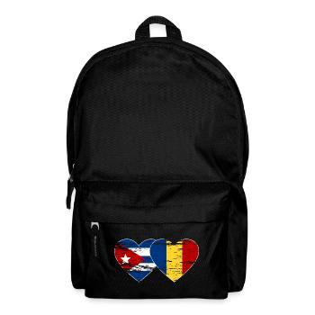 Cuba Romania Flag Heart Used - Backpack - black - Front