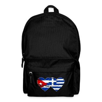 Kuba Griechenland Flagge Herz used - Rucksack - Schwarz - Vorne