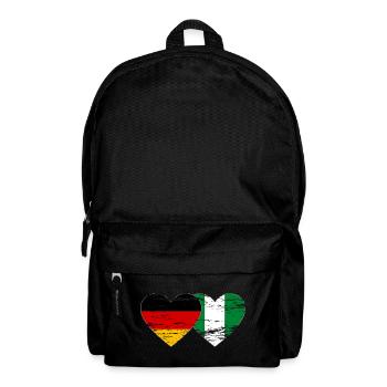 Germany Nigeria flag heart used - Backpack - black - Front