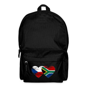 Czech Republic South Africa Flag Heart Used - Backpack - black - Front