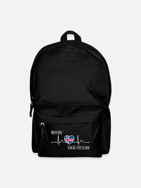 Mon cœur bat pour l’Islande la Scandinavie - Sac à dos - noir