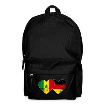 Senegal Germany Flag Heart used - Backpack - black - Front
