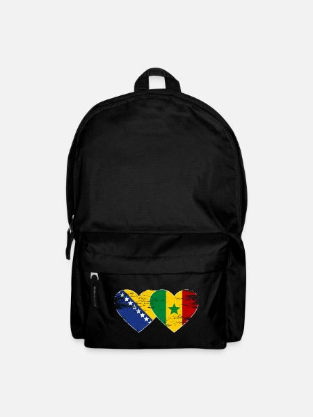 Bosnien Senegal Flagge Herz - Rucksack - Schwarz