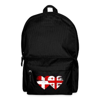 Danemark Géorgie drapeau coeur utilisé - Sac à dos - noir - Devant