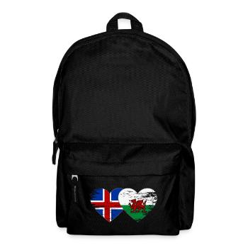 Iceland Wales flag heart used - Backpack - black - Front
