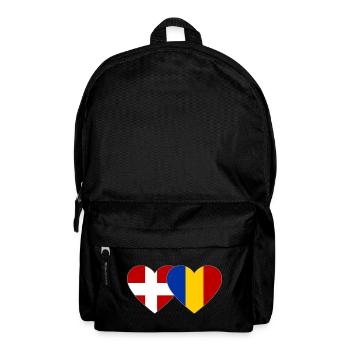 Denmark Romania Flag Heart - Backpack - black - Front