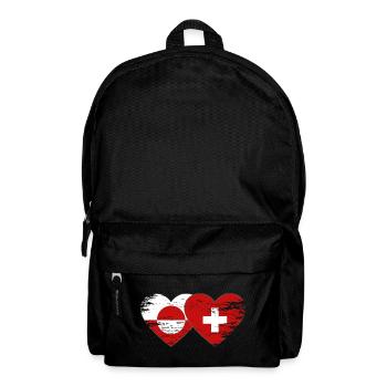 Drapeau du drapeau du Groenland Suisse Forme de cœur utilisée - Sac à dos - noir - Devant
