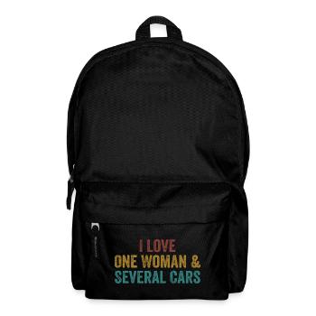 A Woman and Many Cars: Auto Humor - Backpack - black - Front
