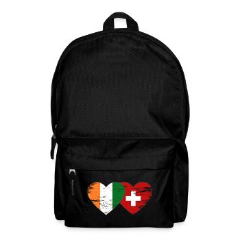 Côte d'Ivoire Switzerland Flags Heart used - Backpack - black - Front