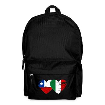 Chile Italy flag heart used - Backpack - black - Front