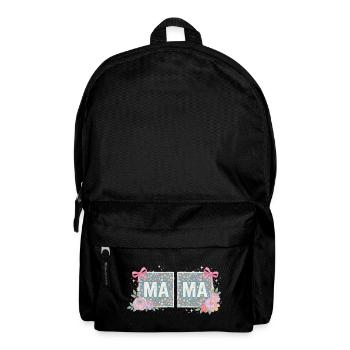 MAMA Floral Squares and Pink Bows | Retro - Backpack - black - Front