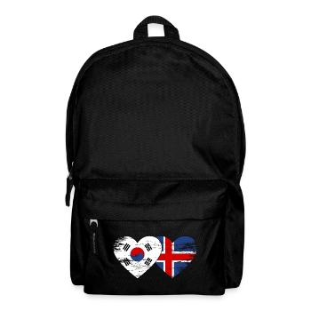 Corée du Sud, mains du drapeau islandais, forme de cœur utilisée - Sac à dos - noir - Devant