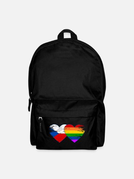 Tschechien Regenbogen Flagge Herz used - Rucksack - Schwarz