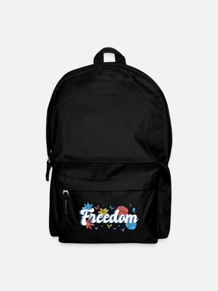 Freedom Blumen Schmetterlinge Freiheitsdesign - Rucksack - Schwarz