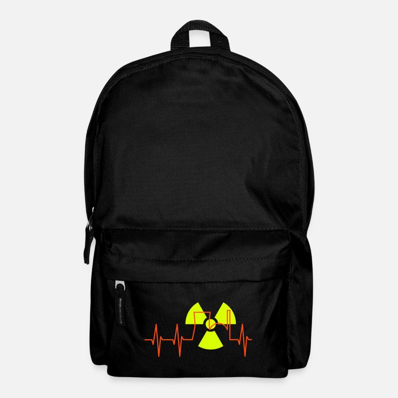 EKG, Atomkraftwerk und Strahlenwarnzeichen - Rucksack - Schwarz