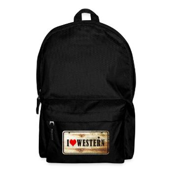 Panneau vintage « I love western » - Sac à dos - noir - Devant