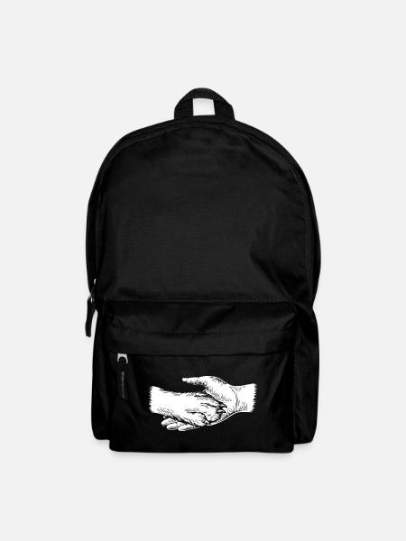 Hund und Herrchen - Hand und Pfote Silhouette - Rucksack - Schwarz