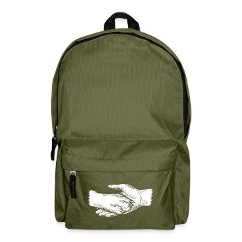 Chien et maître - Silhouette de main et de patte - Sac à dos - vert olive - Devant