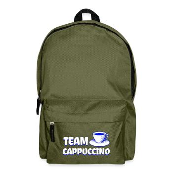 Team Cappuccino - Cooles Kaffe Design - Rucksack - Olivgrün - Vorne