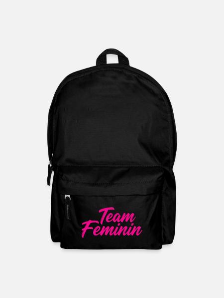 Team Feminin – Pink Girl Power Statement Design - Rucksack - Schwarz