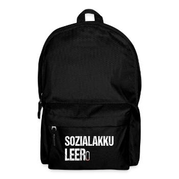 Sozialakku leer - Lustiger Spruch für Introverte - Rucksack - Schwarz - Vorne