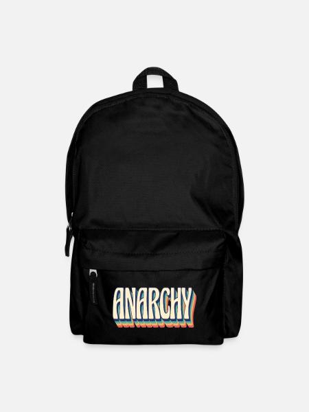 Vintage 70er Jahre gestreiftes Retro Anarchy T-Shirt - Rucksack - Schwarz