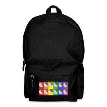Woman with colored pop art illustration - Backpack - black - Front