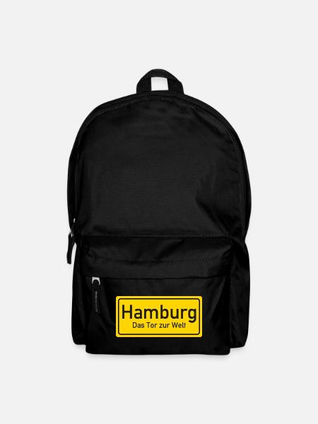 Hamburger Ortsschild Deutschland - Rucksack - Schwarz