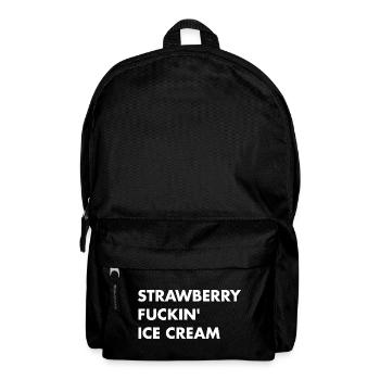 Erdbeer Eis - weisser Schriftzug - Rucksack - Schwarz - Vorne